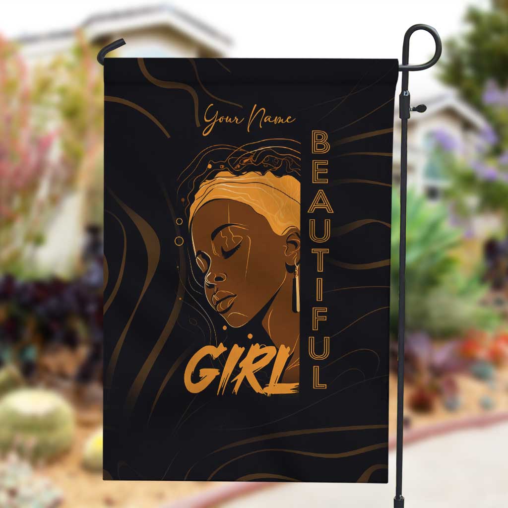 Personalized Beautiful Black Girl Garden Flag - Women of Africa Design