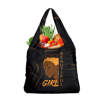 Personalized Beautiful Black Girl Grocery Bag - Women of Africa Design
