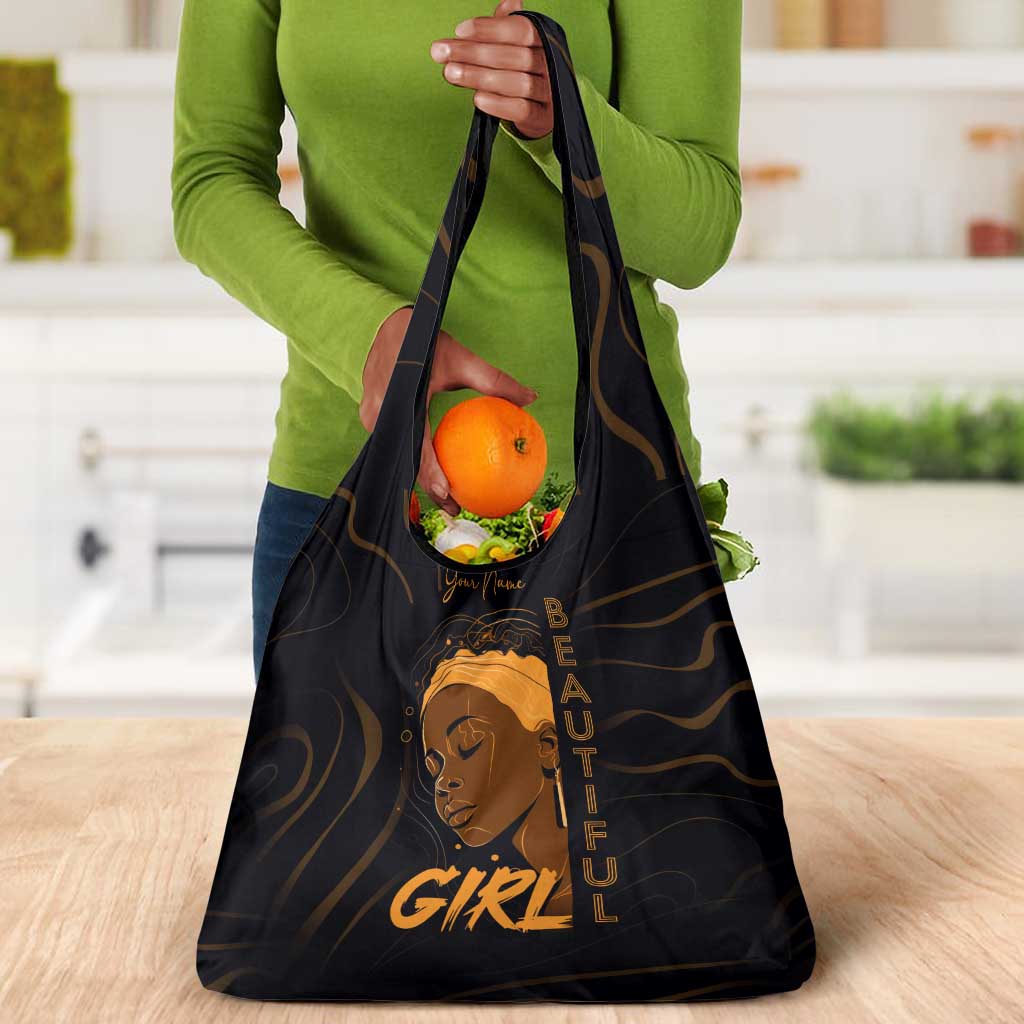 Personalized Beautiful Black Girl Grocery Bag - Women of Africa Design