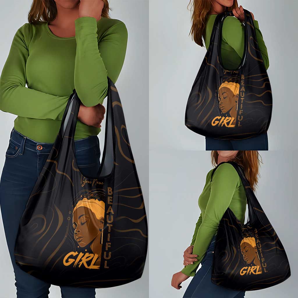 Personalized Beautiful Black Girl Grocery Bag - Women of Africa Design