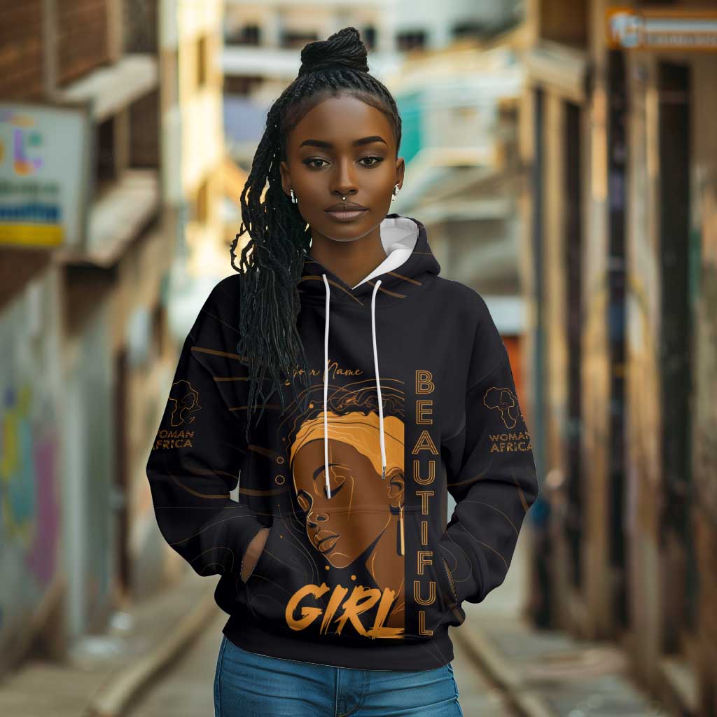 Personalized Beautiful Black Girl Hoodie - Women of Africa Design