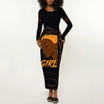 Personalized Beautiful Black Girl Long Sleeve Bodycon Dress - Women of Africa Design DT02