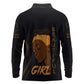 Personalized Beautiful Black Girl Long Sleeve Polo Shirt - Women of Africa Design