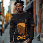Personalized Beautiful Black Girl Long Sleeve Shirt - Women of Africa Design DT02