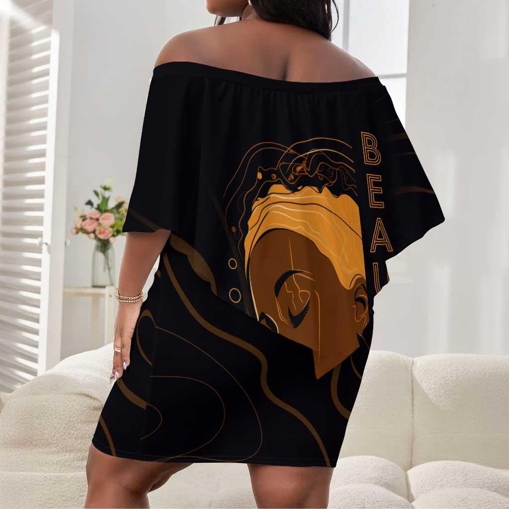 Personalized Beautiful Black Girl Off Shoulder Short Dress - Women of Africa Design