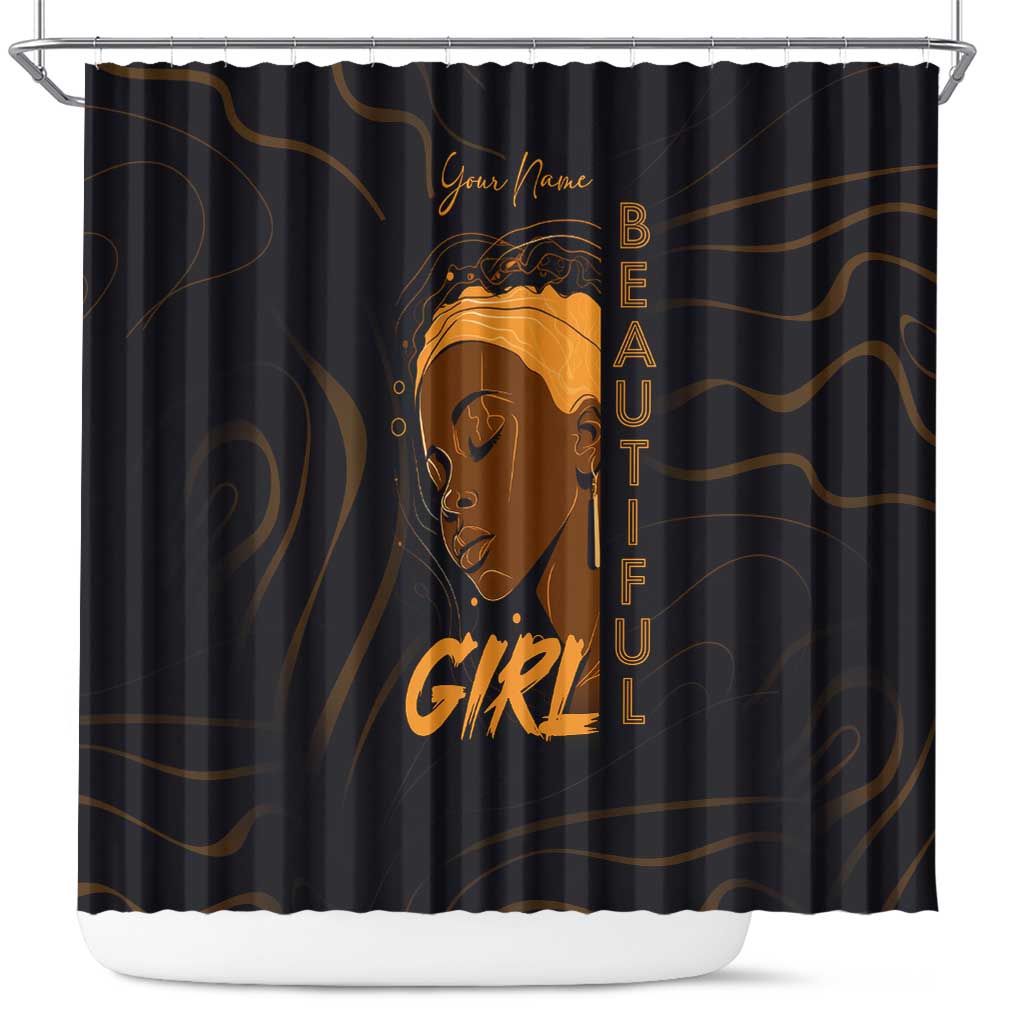 Personalized Beautiful Black Girl Shower Curtain - Women of Africa Design