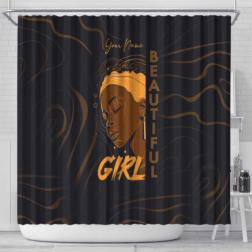 Personalized Beautiful Black Girl Shower Curtain - Women of Africa Design