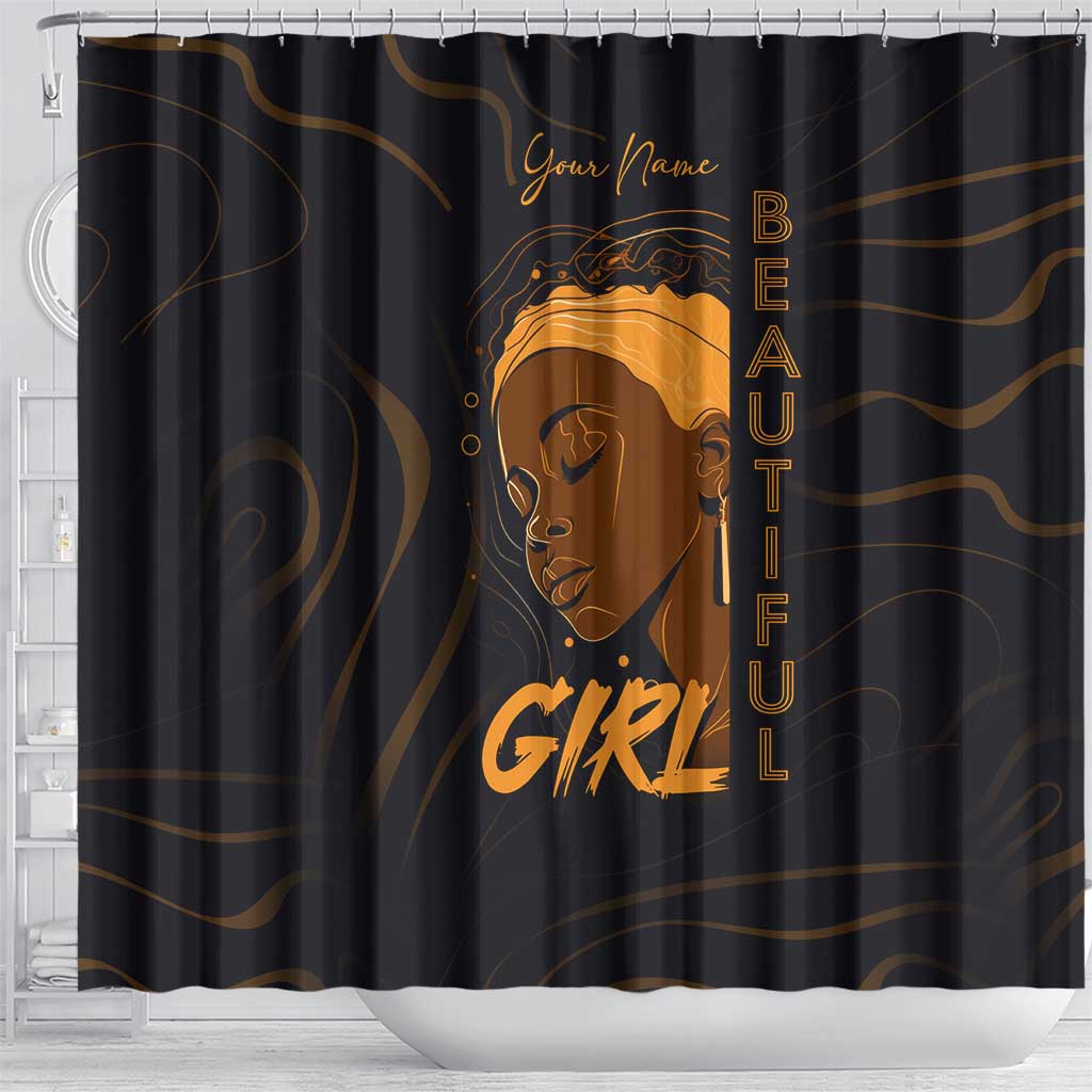 Personalized Beautiful Black Girl Shower Curtain - Women of Africa Design