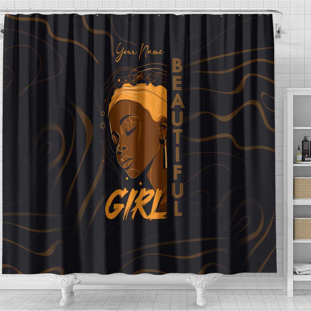 Personalized Beautiful Black Girl Shower Curtain - Women of Africa Design
