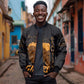 Personalized Beautiful Black Girl Sleeve Zip Bomber Jacket - Women of Africa Design