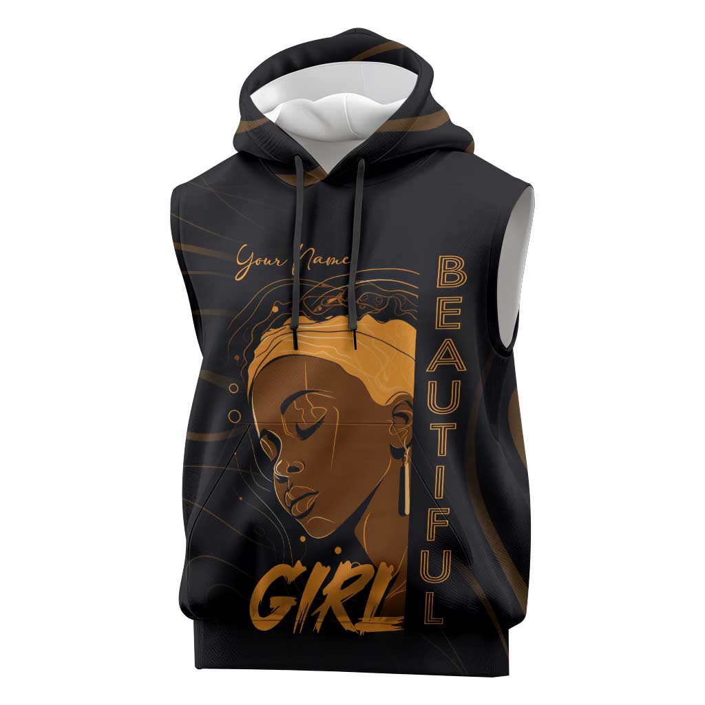 Personalized Beautiful Black Girl Sleeveless Hoodie - Women of Africa Design - African Pride