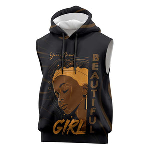 Personalized Beautiful Black Girl Sleeveless Hoodie - Women of Africa Design - African Pride