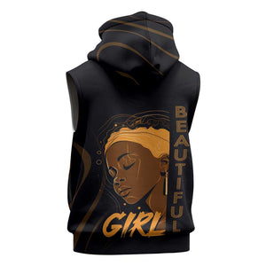 Personalized Beautiful Black Girl Sleeveless Hoodie - Women of Africa Design - African Pride