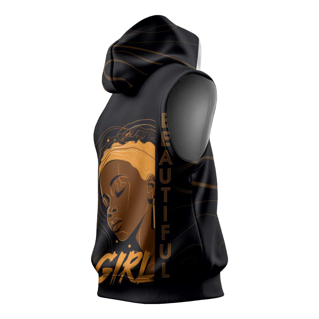 Personalized Beautiful Black Girl Sleeveless Hoodie - Women of Africa Design - African Pride