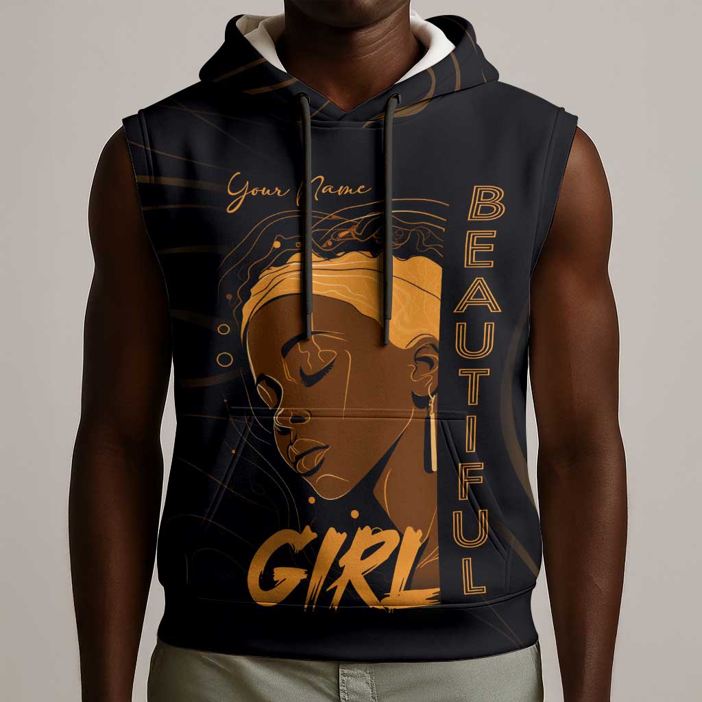 Personalized Beautiful Black Girl Sleeveless Hoodie - Women of Africa Design - African Pride