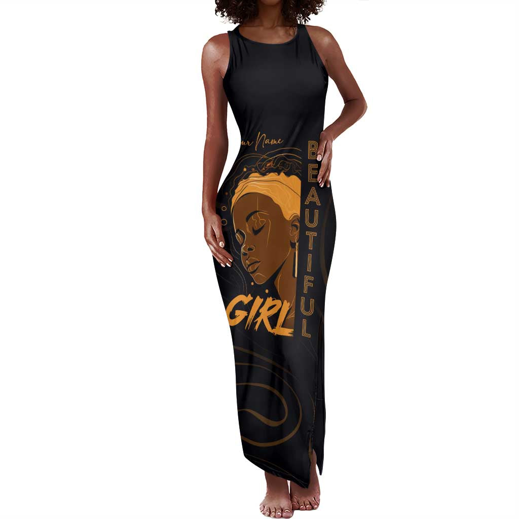 Personalized Beautiful Black Girl Tank Maxi Dress - Women of Africa Design