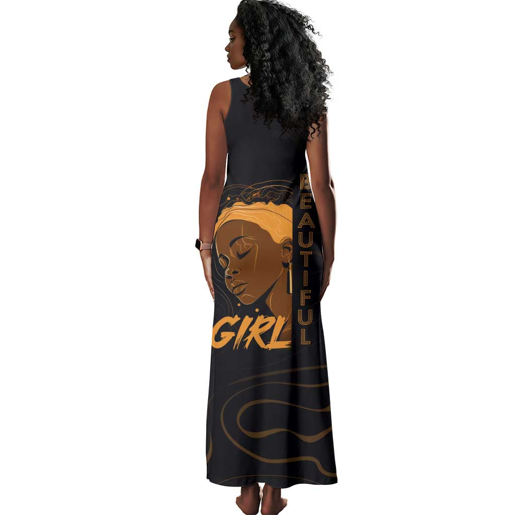 Personalized Beautiful Black Girl Tank Maxi Dress - Women of Africa Design
