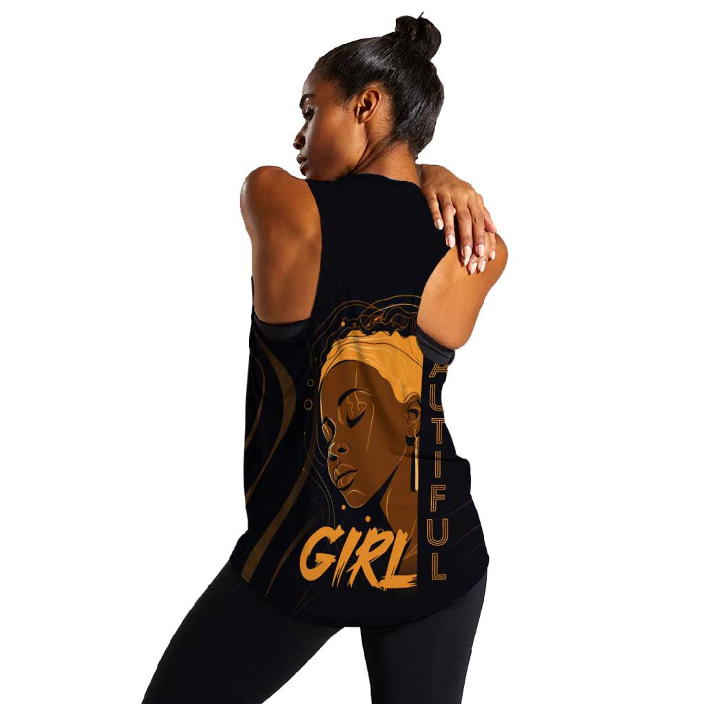 Personalized Beautiful Black Girl Women Racerback Tank - Women of Africa Design