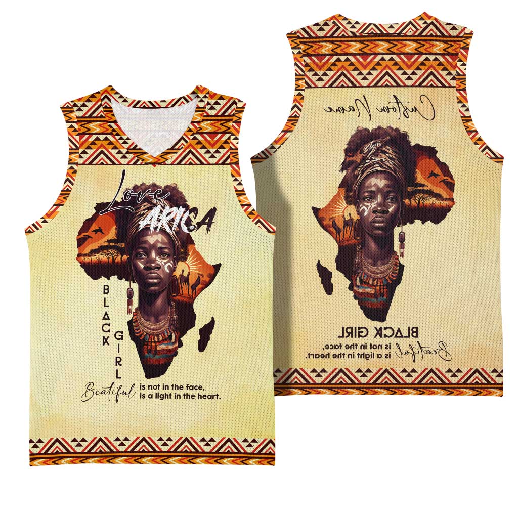 Love Africa Basketball Jersey - Personalized Beautiful Black Girl - African Pride