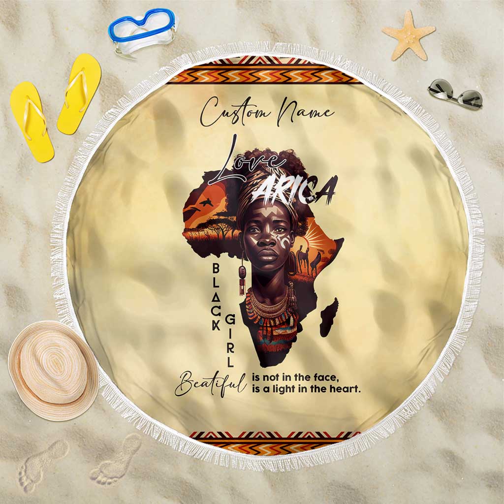 Love Africa Beach Blanket - Personalized Beautiful Black Girl