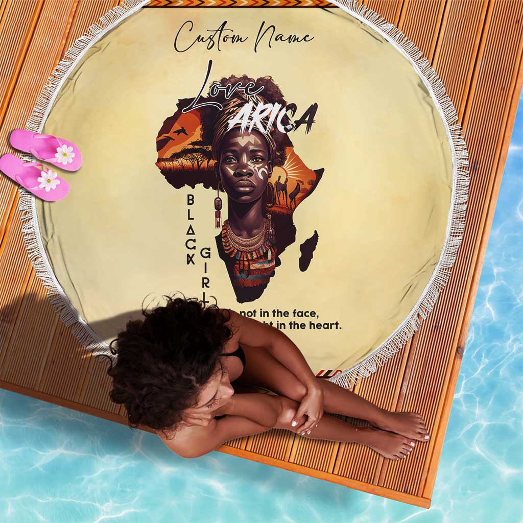 Love Africa Beach Blanket - Personalized Beautiful Black Girl