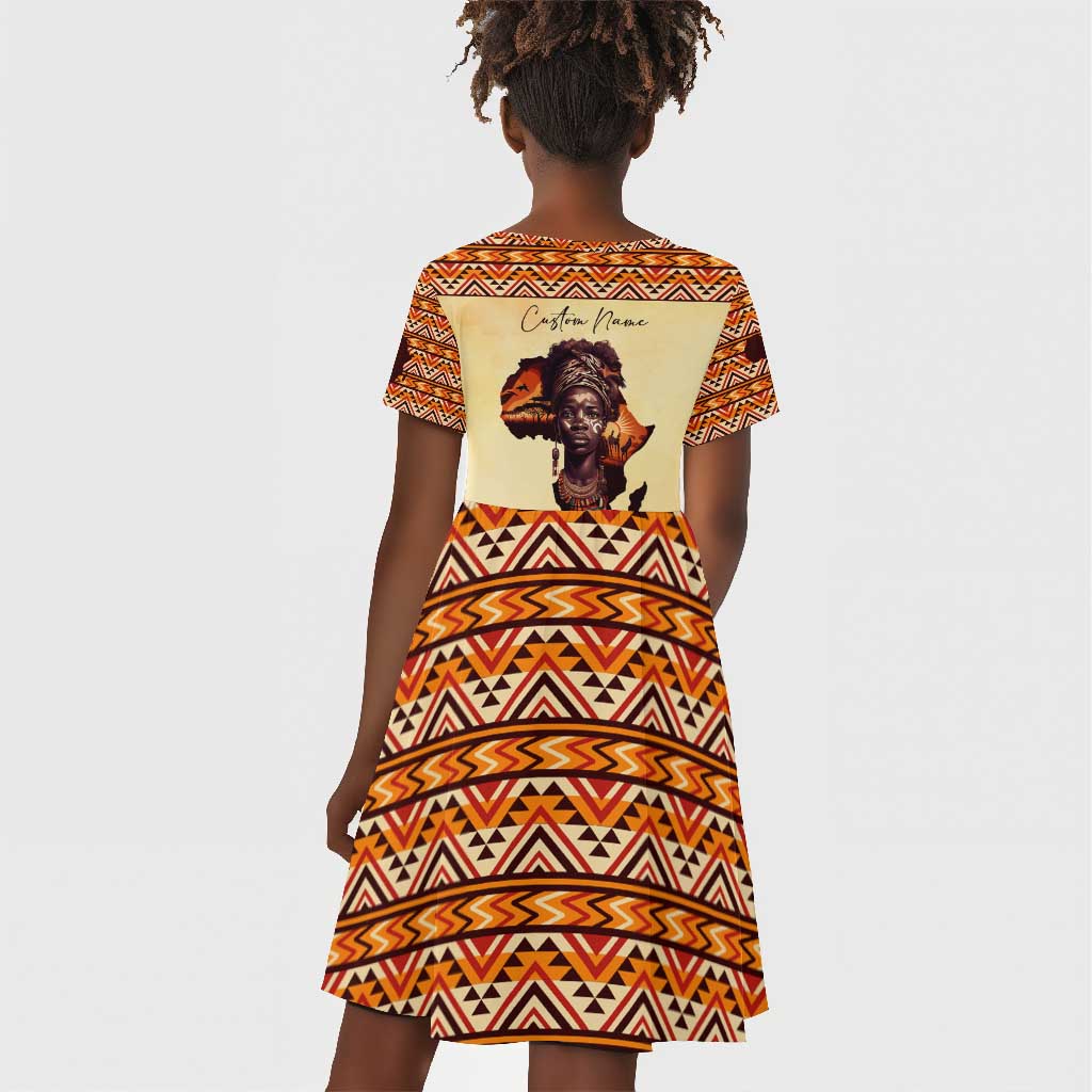 Love Africa Kid Short Sleeve Dress - Personalized Beautiful Black Girl