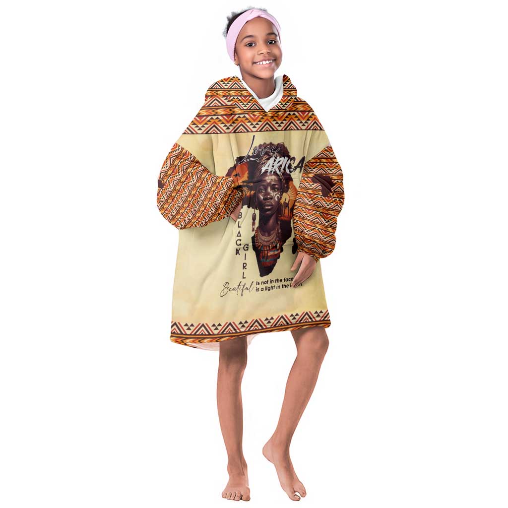 Love Africa KId Wearable Blanket Hoodie - Personalized Beautiful Black Girl