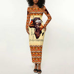 Love Africa Long Sleeve Bodycon Dress - Personalized Beautiful Black Girl DT02
