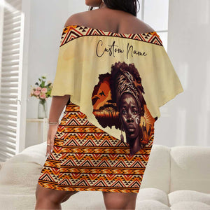 Love Africa Off Shoulder Short Dress - Personalized Beautiful Black Girl