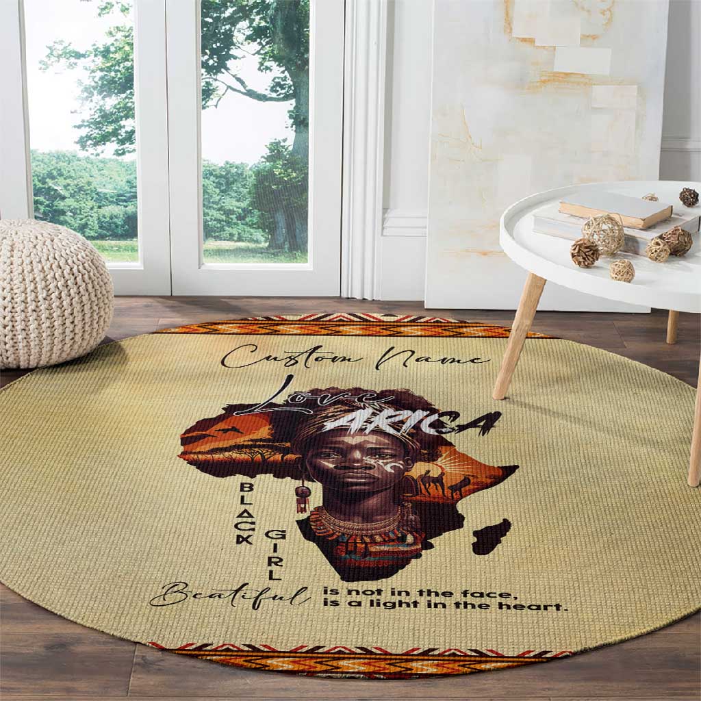Love Africa Round Carpet - Personalized Beautiful Black Girl