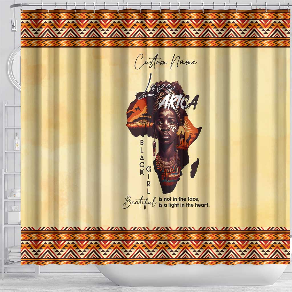 Love Africa Shower Curtain - Personalized Beautiful Black Girl