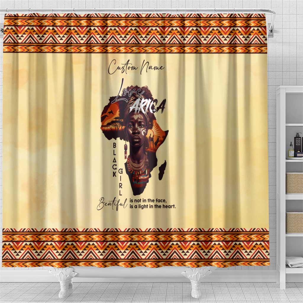 Love Africa Shower Curtain - Personalized Beautiful Black Girl