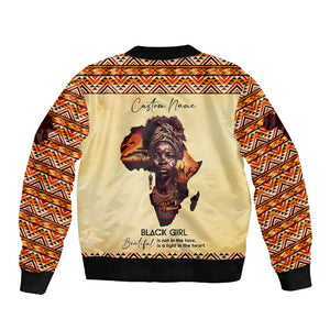 Love Africa Sleeve Zip Bomber Jacket - Personalized Beautiful Black Girl