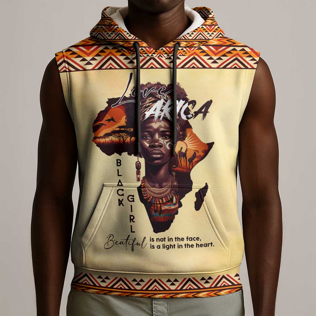 Love Africa Sleeveless Hoodie - Personalized Beautiful Black Girl - African Pride