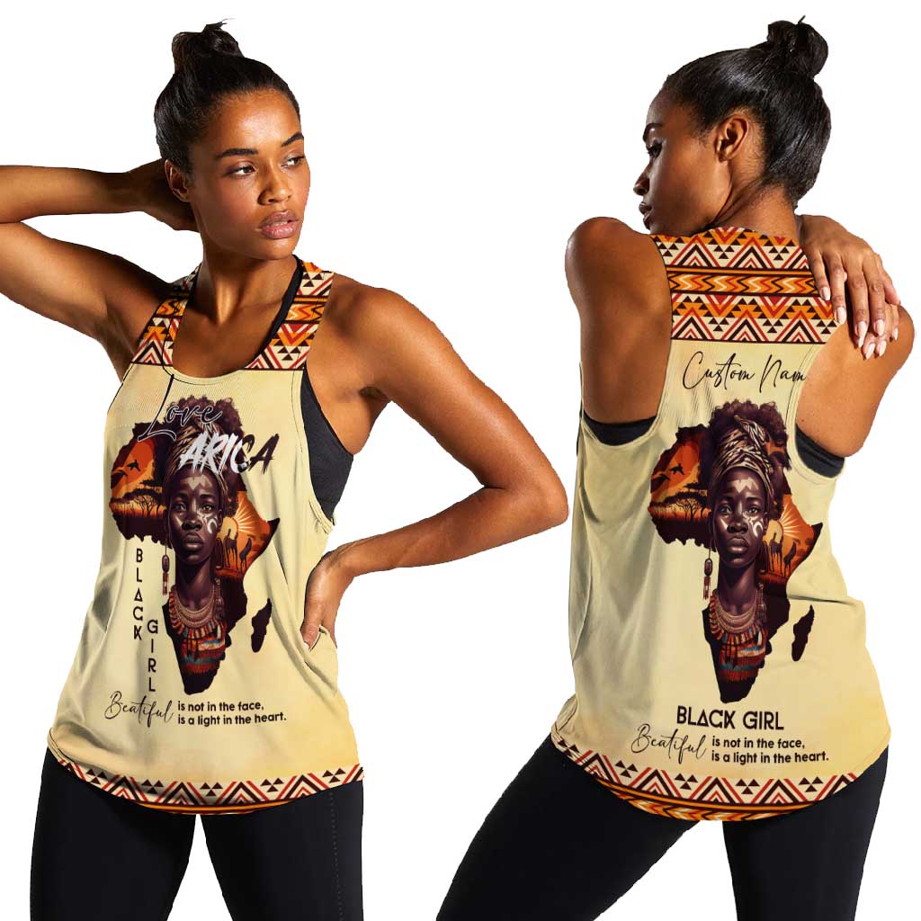 Love Africa Women Racerback Tank - Personalized Beautiful Black Girl