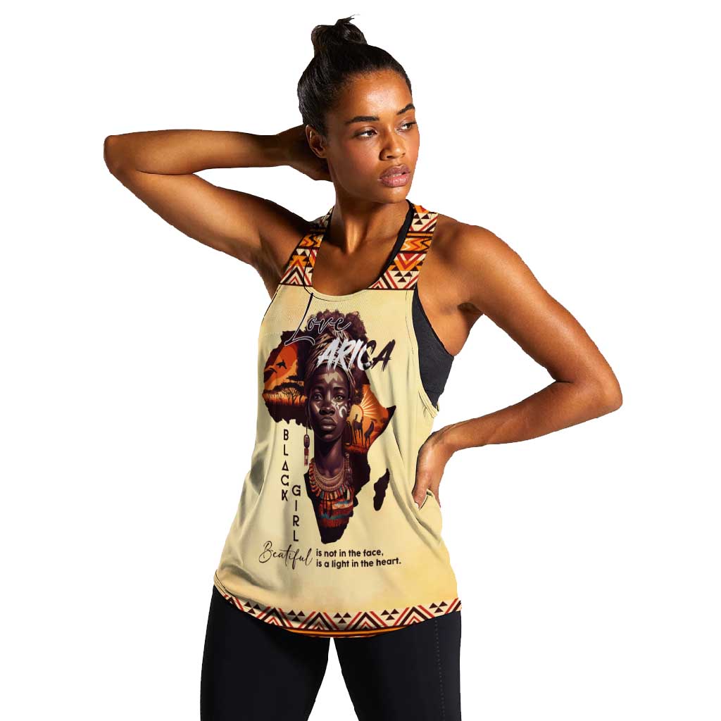 Love Africa Women Racerback Tank - Personalized Beautiful Black Girl