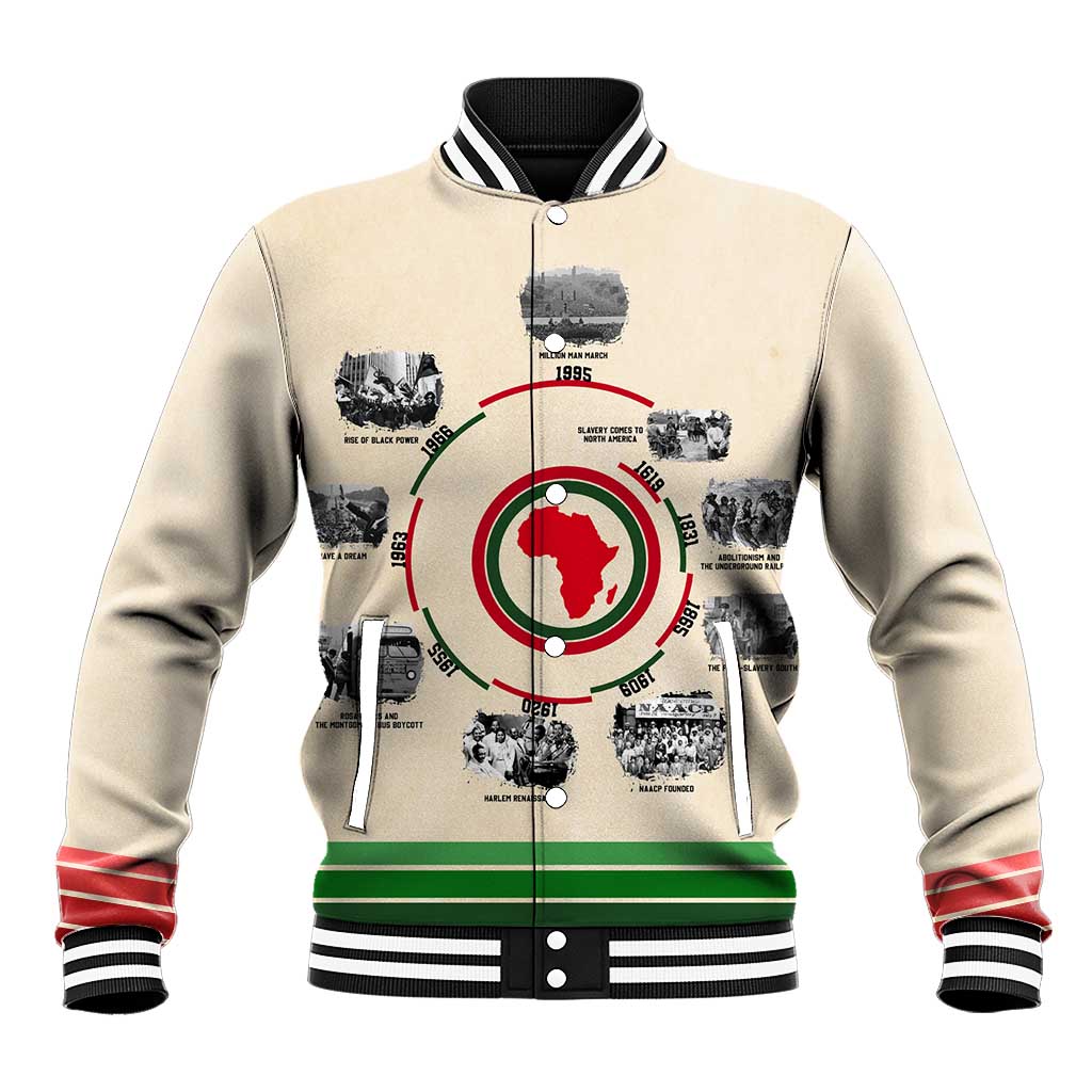 Black History Milestones - African Timeline Baseball Jacket DT02
