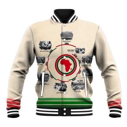Black History Milestones - African Timeline Baseball Jacket DT02