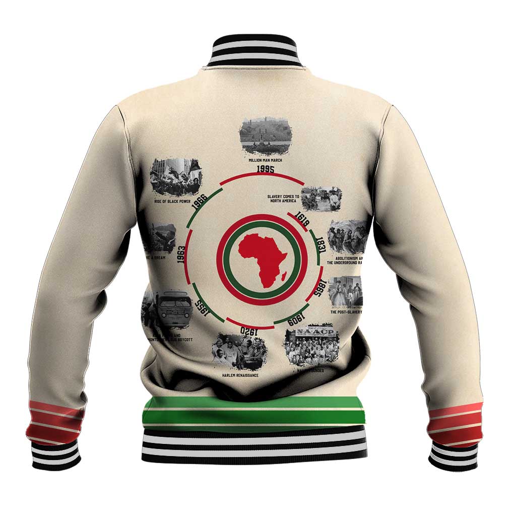 Black History Milestones - African Timeline Baseball Jacket DT02