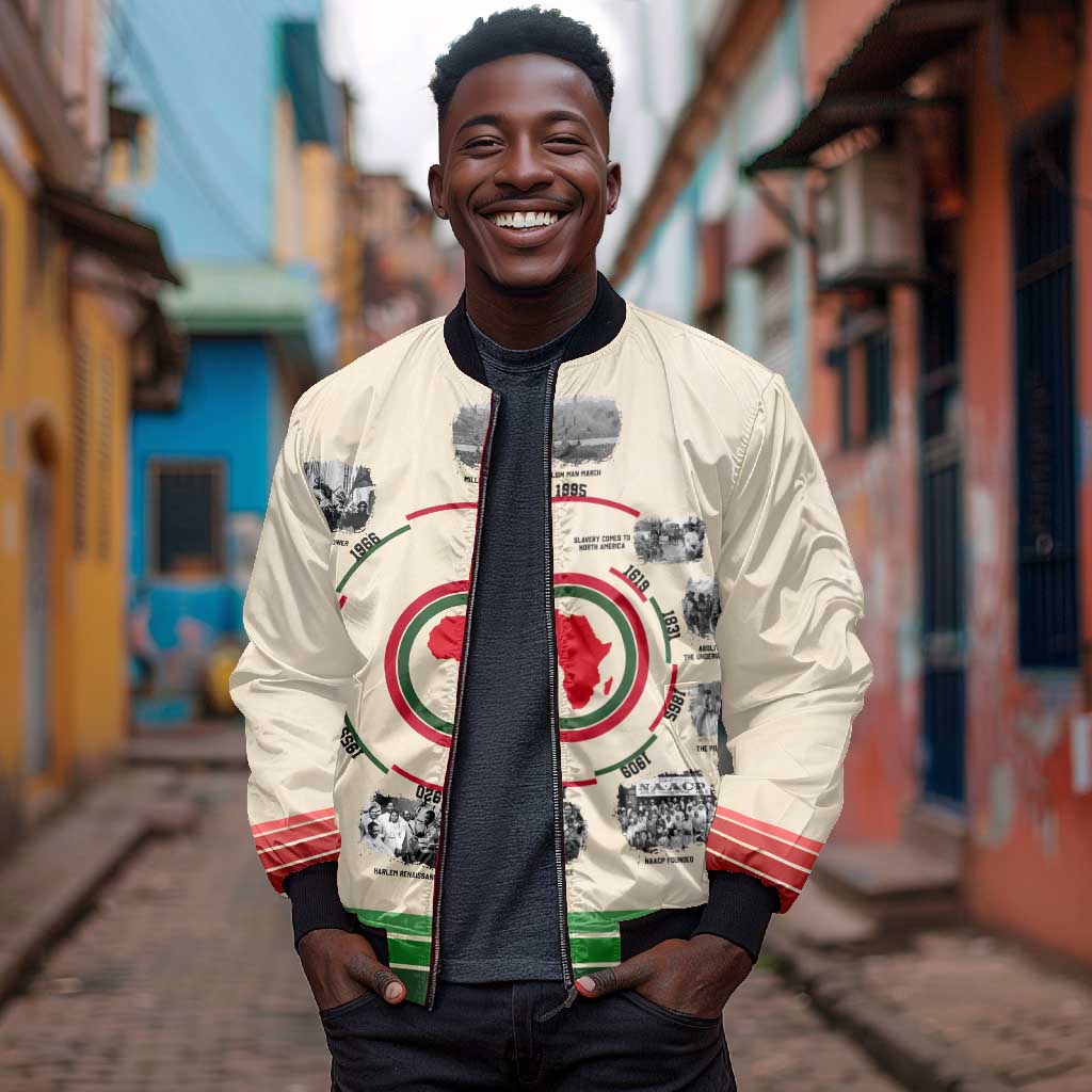 Black History Milestones - African Timeline Bomber Jacket