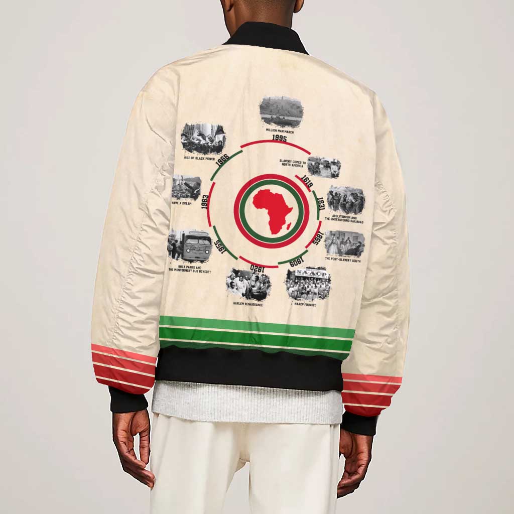 Black History Milestones - African Timeline Bomber Jacket