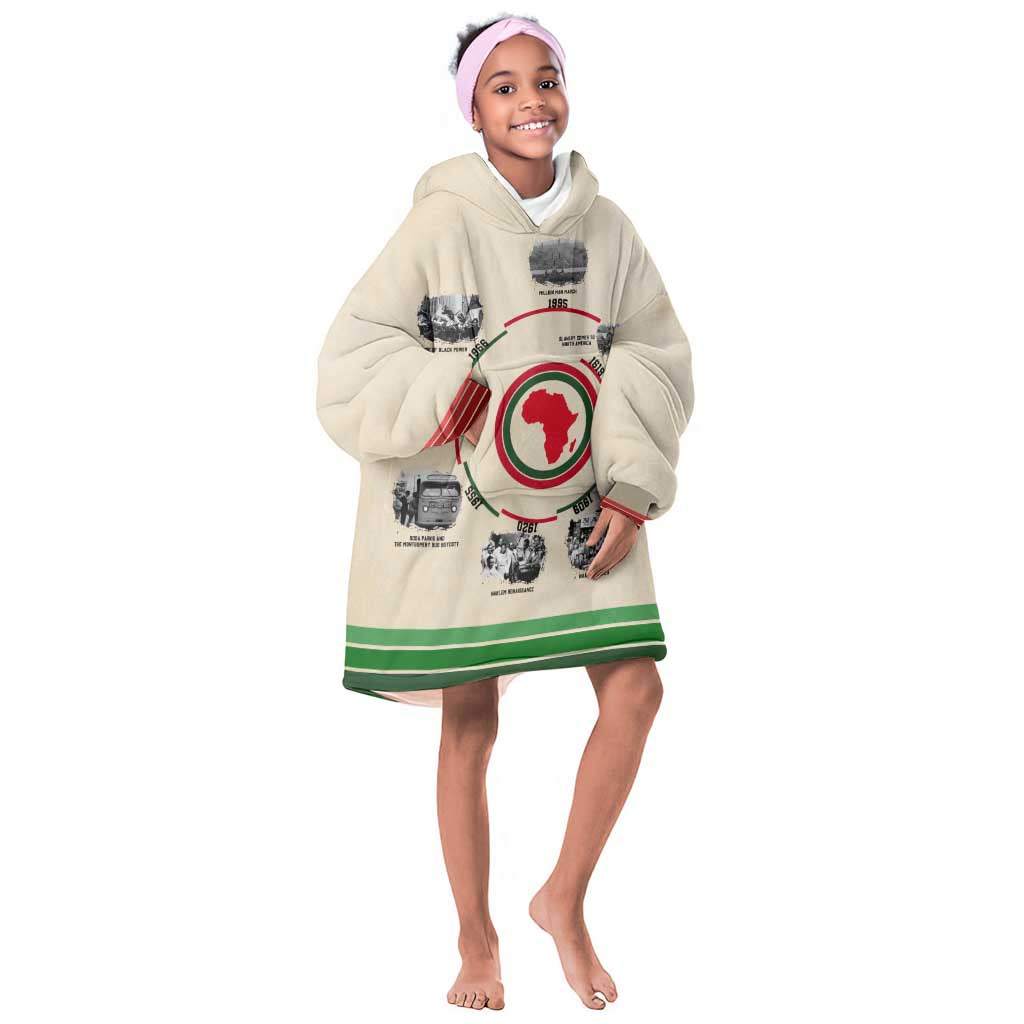 Black History Milestones - African Timeline KId Wearable Blanket Hoodie