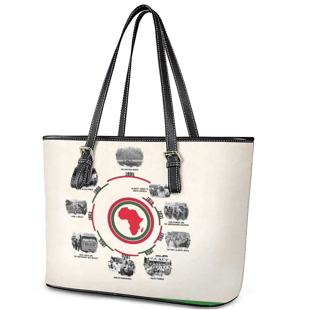 Black History Milestones - African Timeline Leather Tote Bag