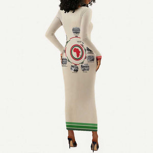 Black History Milestones - African Timeline Long Sleeve Bodycon Dress DT02