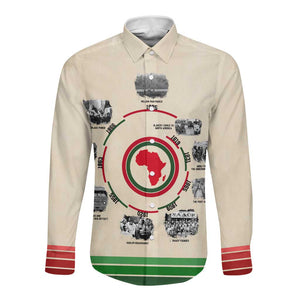 Black History Milestones - African Timeline Long Sleeve Button Shirt