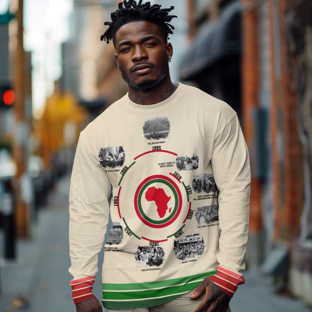 Black History Milestones - African Timeline Long Sleeve Shirt DT02
