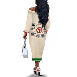 Black History Milestones - African Timeline Off The Shoulder Long Sleeve Dress
