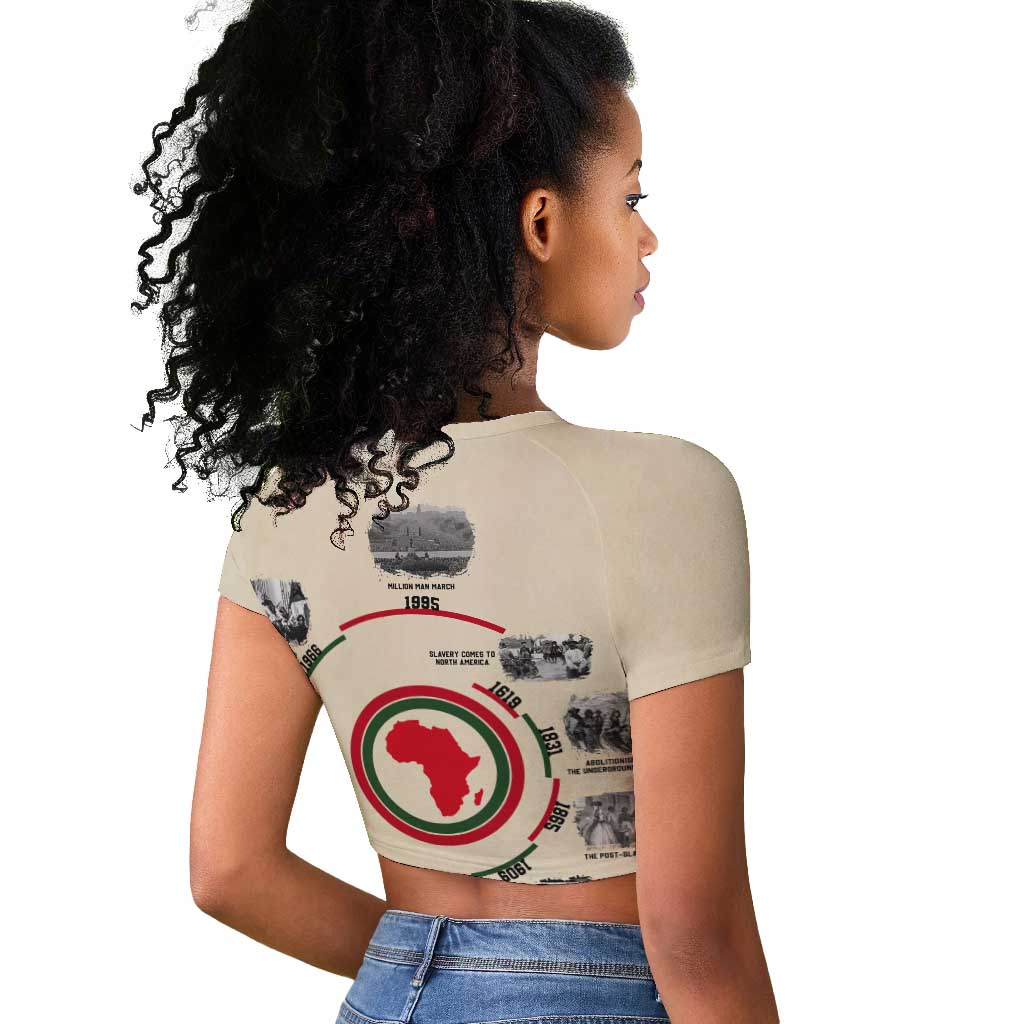 Black History Milestones - African Timeline Raglan Cropped T shirt