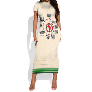 Black History Milestones - African Timeline Short Sleeve Bodycon Dress DT02