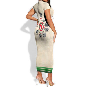 Black History Milestones - African Timeline Short Sleeve Bodycon Dress DT02